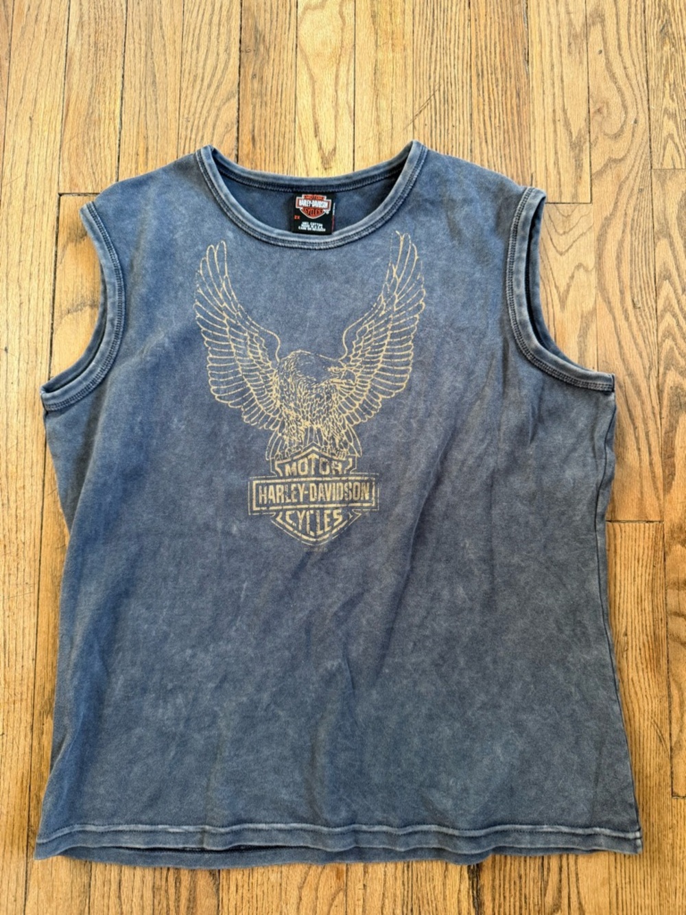 Harley-Davidson Sleeveless vintage Eagle Tee - Washed Black Distressed Look